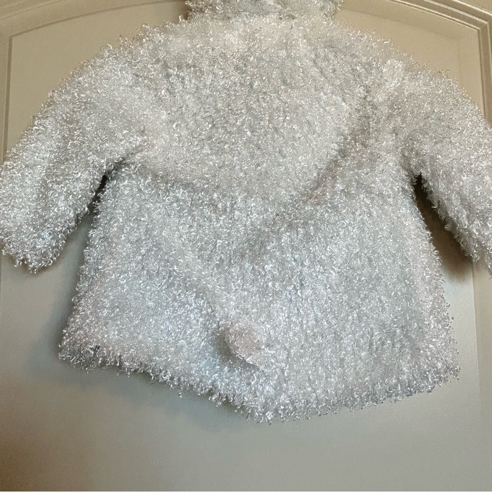 6-12M Mud Pie Faux Fur Lamb Hooded Jacket - Picture 7 of 11